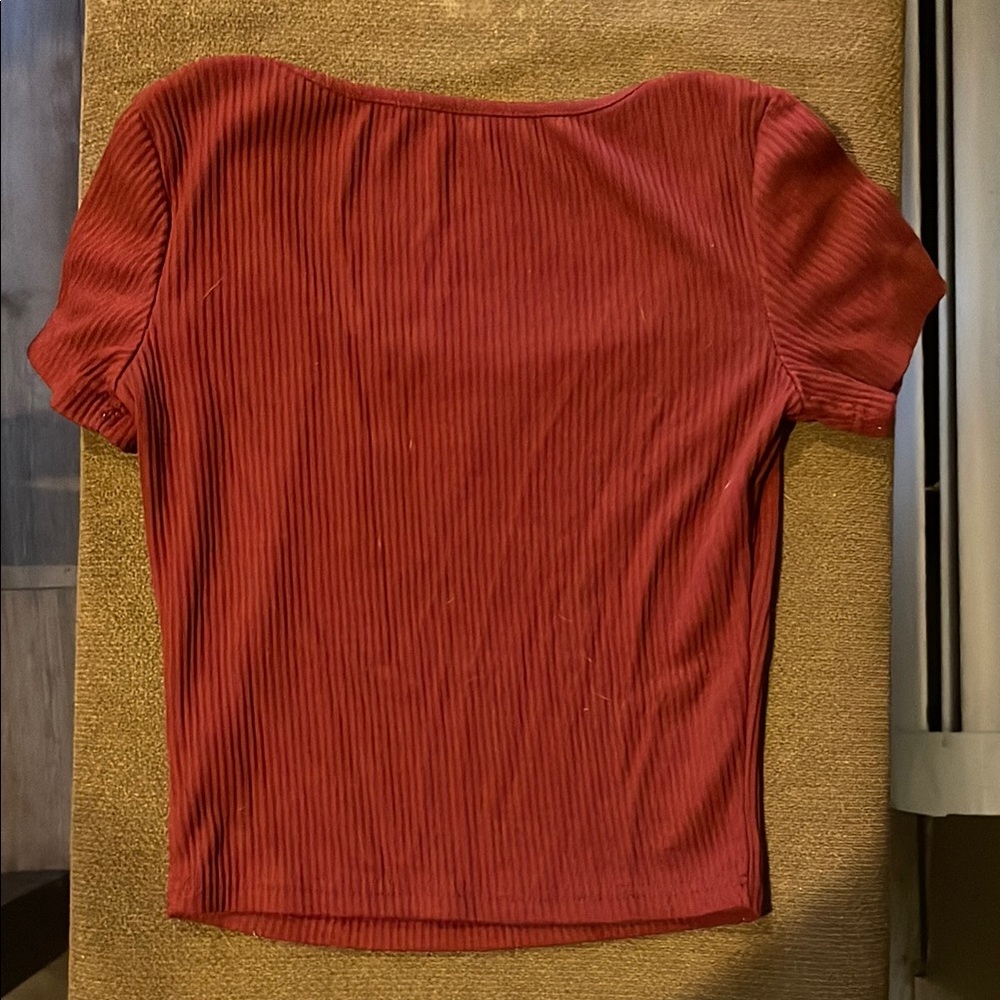 Women's Ribbed Red Top - Picture 2 of 2
